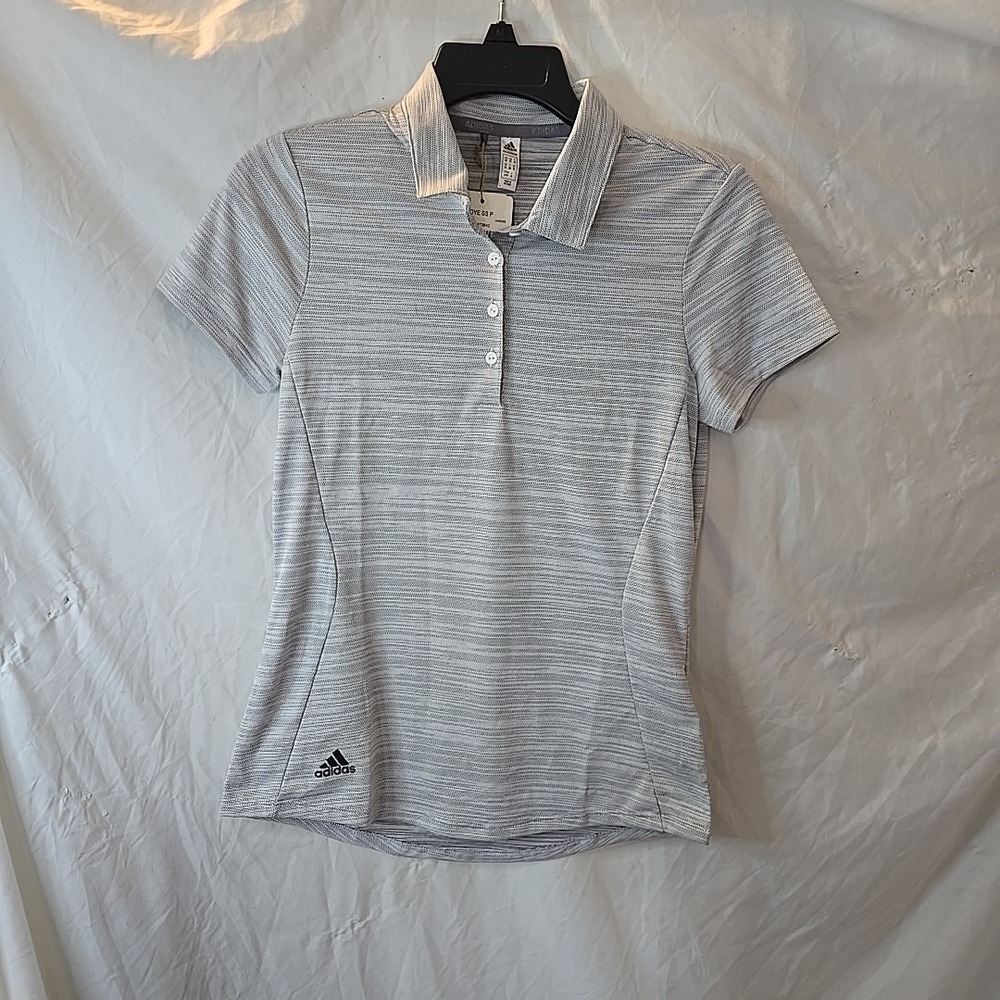 Adidas Women's Space Dye Golf Polo Shirt Size XS White/black HA6069‎ NWT